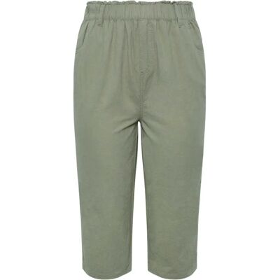 Yours Green Khaki Cotton Cropped Trousers - Casual Wear Yours Green Khaki Cotton Cropped Trousers - Casual Wear