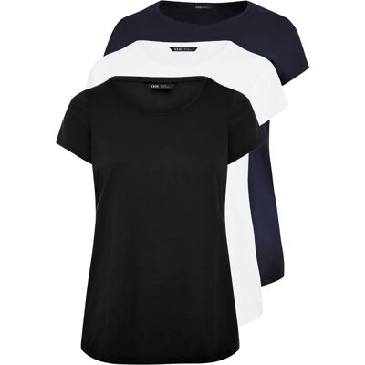 Yours Navy Blue Black 3 Pack T-shirts - Basic & Plus Size Yours Navy Blue Black 3 Pack T-shirts - Basic & Plus Size