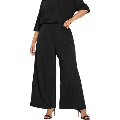 Yours Black Metallic Stripe Wide Leg Trousers - Plus Size Yours Black Metallic Stripe Wide Leg Trousers - Plus Size