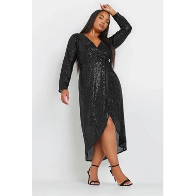 Yours Black Sequin Wrap Dress - Dress Yours Black Sequin Wrap Dress - Dress