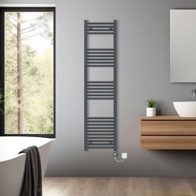 NRG - 1600x400mm Anthracite - Pre-filled - Bathroom - Electric Heated Towel Rail NRG - 1600x400mm Anthracite - Pre-filled - Bathroom - Electric Heated Towel Rail