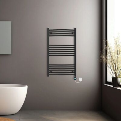 NRG - Pre-filled Electric Curved Heated Towel Rail - Black NRG - Pre-filled Electric Curved Heated Towel Rail - Black