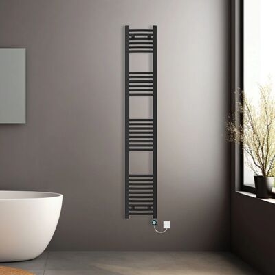 NRG Curved Electric Towel Rail - Black - 1800x300mm NRG Curved Electric Towel Rail - Black - 1800x300mm