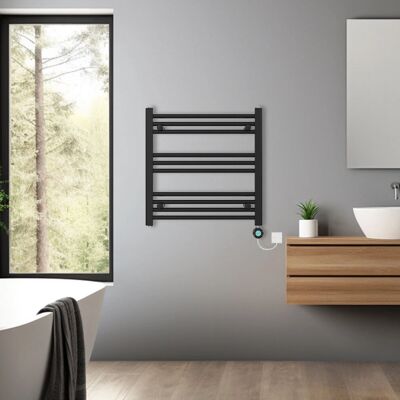 NRG - Towel Rail 600x600 - Black - Electric - Towel Radiator NRG - Towel Rail 600x600 - Black - Electric - Towel Radiator