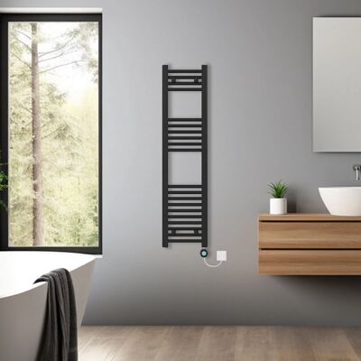 NRG - Heated Towel Rail - Black - 1200x300mm - Towel Rail NRG - Heated Towel Rail - Black - 1200x300mm - Towel Rail