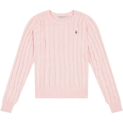 U.S. Polo Assn. Pull rose en maille torsadée pour femme - Publicité U.S. Polo Assn. Pull rose en maille torsadée pour femme - Publicité