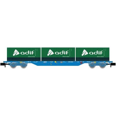 Renfe Hn6651 4-axlad containervagn - Blå - Ep. Vi N skala Renfe Hn6651 4-axlad containervagn - Blå - Ep. Vi N skala