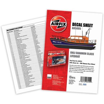 Feuille de décalcomanies RNLI Shannon Class - 1/72 Feuille de décalcomanies RNLI Shannon Class - 1/72