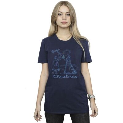 Maglietta Disney Donna Frozen Magia Natale Blu Navy - Casual Maglietta Disney Donna Frozen Magia Natale Blu Navy - Casual
