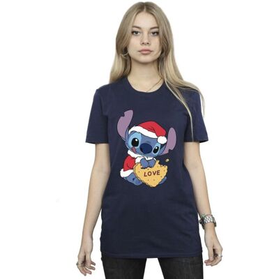 Disney Lilo En Stitch Kerstmis Liefde Koekje Navy Blauw T-Shirt Disney Lilo En Stitch Kerstmis Liefde Koekje Navy Blauw T-Shirt