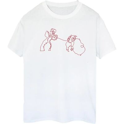 Disney Damen Lady And The Tramp Spaghetti Outline Boyfriend T-Shirt - T-Shirt Disney Damen Lady And The Tramp Spaghetti Outline Boyfriend T-Shirt - T-Shirt