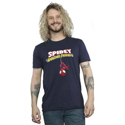 T-Shirt Marvel Spider-Man appeso a testa in giù Blu Navy X-Large T-Shirt Marvel Spider-Man appeso a testa in giù Blu Navy X-Large