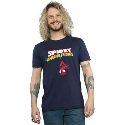 Absolute Cult Marvel Spider-Man hängendes umgedreht T-Shirt - Herren Marineblau XXXXX-Large Absolute Cult Marvel Spider-Man hängendes umgedreht T-Shirt - Herren Marineblau XXXXX-Large