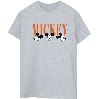 Disney Mickey Mouse Gesichter Boyfriend Fit T-Shirt Sport Grau - T-Shirt Disney Mickey Mouse Gesichter Boyfriend Fit T-Shirt Sport Grau - T-Shirt