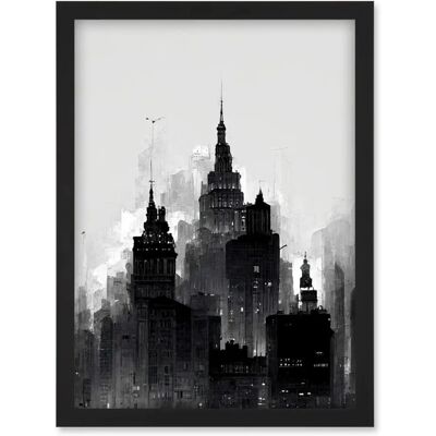 Artery8 - Skyscraper Cityscape Charcoal Illustration - Framed - A4 - Wall art print Artery8 - Skyscraper Cityscape Charcoal Illustration - Framed - A4 - Wall art print