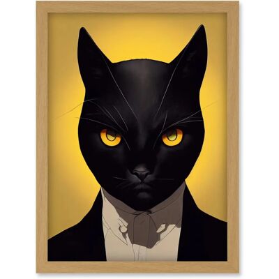Artery8 - Le Chat Noir - Yellow - A4 - Wall Art Print Artery8 - Le Chat Noir - Yellow - A4 - Wall Art Print