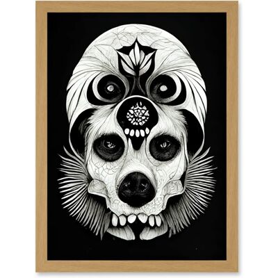 Artery8 - Day Of The Dead Dog Skull - Framed Print Artery8 - Day Of The Dead Dog Skull - Framed Print