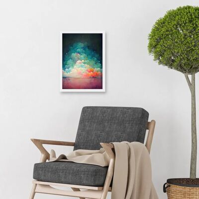 Artery8 - Beach Sunset In Bubble Clouds - White - Art Print Artery8 - Beach Sunset In Bubble Clouds - White - Art Print