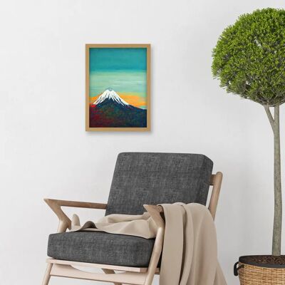 Artery8 - Mount Fuji Volcano Peak At Sunrise Artwork - A4 - Light Oak - Wall art Artery8 - Mount Fuji Volcano Peak At Sunrise Artwork - A4 - Light Oak - Wall art