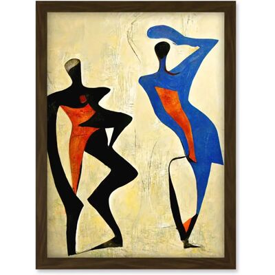 Artery8 - Two Figures Dancing - brown - A4 - framed - art print Artery8 - Two Figures Dancing - brown - A4 - framed - art print
