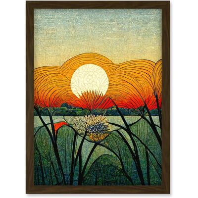 Artery8 - Vibrant Sunset Flower Meadow - A4 - Framed - Wall Art Print Artery8 - Vibrant Sunset Flower Meadow - A4 - Framed - Wall Art Print