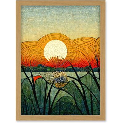 Artery8 - Vibrant Sunset Meadow Morris Style - A4 - Art Artery8 - Vibrant Sunset Meadow Morris Style - A4 - Art