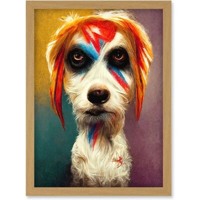 Artery8 - Aladdin Sane Ziggy Stardust Terrier - Light Oak Frame Artery8 - Aladdin Sane Ziggy Stardust Terrier - Light Oak Frame