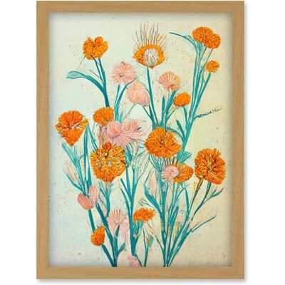 Artery8 - Boho Marigold - Teal - Framed Wall Art Artery8 - Boho Marigold - Teal - Framed Wall Art