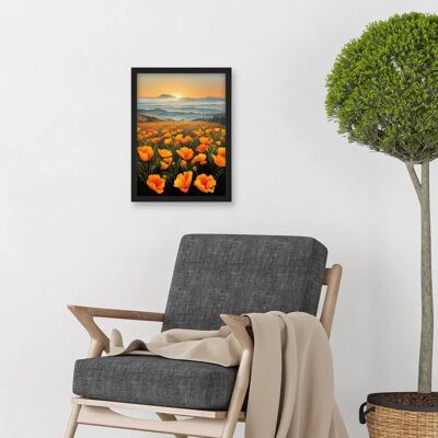 Artery8 - Shoreline California Poppies - At Sunrise - A4 - Art Print Artery8 - Shoreline California Poppies - At Sunrise - A4 - Art Print