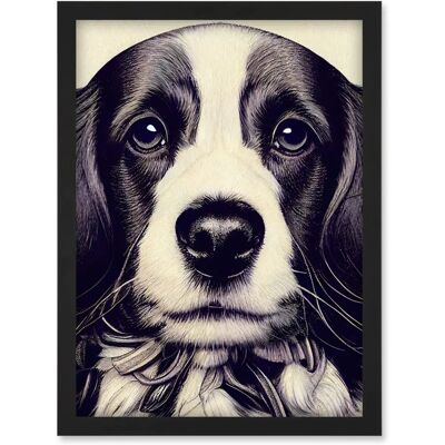Artery8 - Springer Spaniel Puppy Portrait - A4 - Framed - Wall Art Print Artery8 - Springer Spaniel Puppy Portrait - A4 - Framed - Wall Art Print