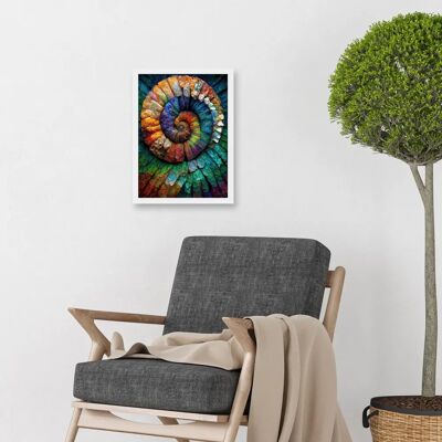 Artery8 - Ammonite Fossil Artwork - Multicoloured - Framed Wall Art Artery8 - Ammonite Fossil Artwork - Multicoloured - Framed Wall Art