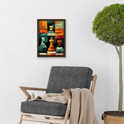 Artery8 - Chess Board And Pieces - Brown - A4 - Art Print Artery8 - Chess Board And Pieces - Brown - A4 - Art Print