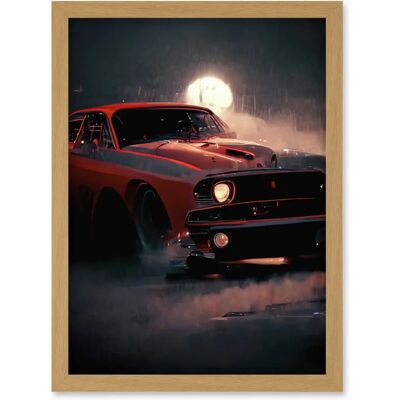 Artery8 - Classic Red Sports Muscle Car - Framed Wall Art Artery8 - Classic Red Sports Muscle Car - Framed Wall Art