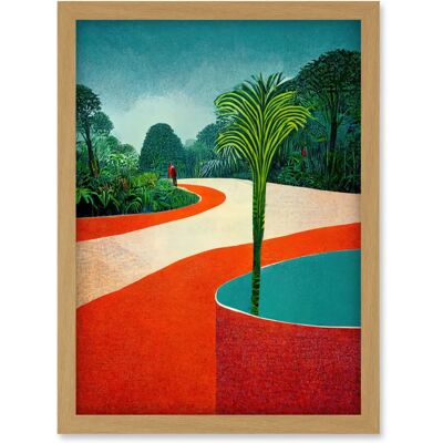 Artery8 - Modern Abstract Orange Jungle Artwork - Framed - A4 - Light Oak - Wall Art Artery8 - Modern Abstract Orange Jungle Artwork - Framed - A4 - Light Oak - Wall Art