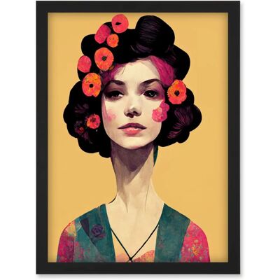 Artery8 - Elegant Vintage Boho Portrait - A4 Framed Wall Art Artery8 - Elegant Vintage Boho Portrait - A4 Framed Wall Art