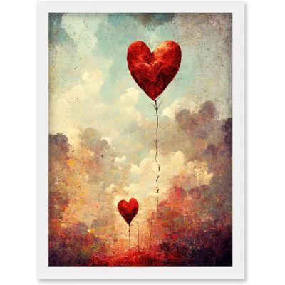Artery8 - Modern Abstract Floating Red Love Balloons - A4 Artery8 - Modern Abstract Floating Red Love Balloons - A4