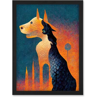 Artery8 - Abstract Dog Monument - Teal Orange - Wall Art Artery8 - Abstract Dog Monument - Teal Orange - Wall Art