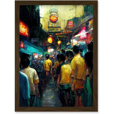Artery8 - Khao San Road - Brown - A4 - Framed Wall Art Artery8 - Khao San Road - Brown - A4 - Framed Wall Art