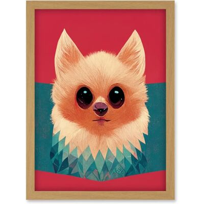 Artery8 Pomeranian Geometric - A4 - light oak frame - Wall art print Artery8 Pomeranian Geometric - A4 - light oak frame - Wall art print