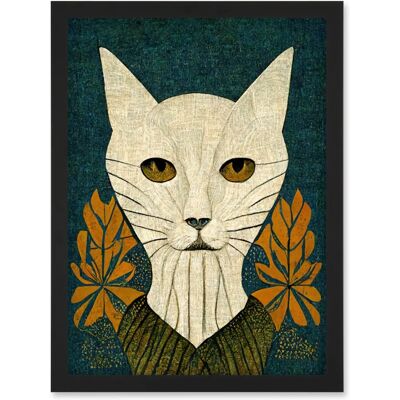 Artery8 - Elegant Cat Illustration - Teal Mustard Artery8 - Elegant Cat Illustration - Teal Mustard