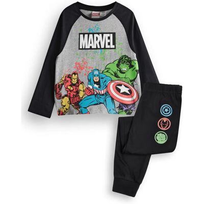 Vanilla Underground Marvel Jungen Pyjama-Set mit langem Arm und Bein - Schwarz Hulk Captain America Ironman Vanilla Underground Marvel Jungen Pyjama-Set mit langem Arm und Bein - Schwarz Hulk Captain America Ironman