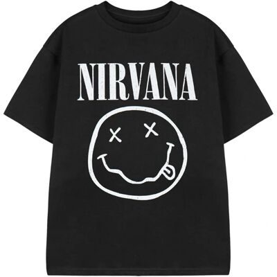 Nirvana Jungen Kurzarm Schwarz Logo T-Shirt - Jungen Rock-Shirt Nirvana Jungen Kurzarm Schwarz Logo T-Shirt - Jungen Rock-Shirt