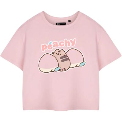 Vanilla Underground Pusheen Pink Cropped Short Sleeve T-Shirt - T-Shirt Vanilla Underground Pusheen Pink Cropped Short Sleeve T-Shirt - T-Shirt