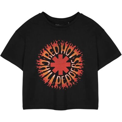 Red Hot Chili Peppers Black Flame X-Large Cropped T-Shirt Red Hot Chili Peppers Black Flame X-Large Cropped T-Shirt