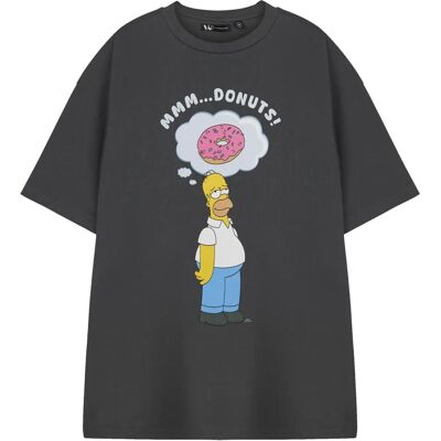 T-shirt à manches courtes gris Donuts Les Simpsons - Publicité T-shirt à manches courtes gris Donuts Les Simpsons - Publicité