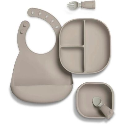 Mamas & Papas First Mealtime Silicone Set in Truffle - Baby Feeding Set Mamas & Papas First Mealtime Silicone Set in Truffle - Baby Feeding Set