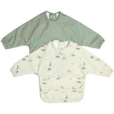 Mamas & Papas Dino Stripe Long-Sleeved Bibs 2 Pack Mamas & Papas Dino Stripe Long-Sleeved Bibs 2 Pack