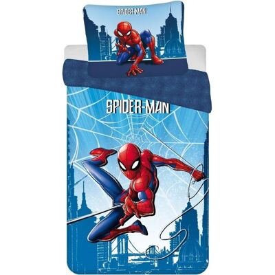 Spider-Man Cotton Duvet Cover Set Blue - Single - City Web Print Spider-Man Cotton Duvet Cover Set Blue - Single - City Web Print