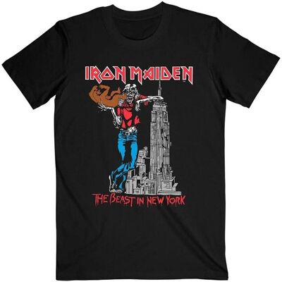Iron Maiden Unisex La Bestia a New York T-Shirt con Stampa sul Retro - T-Shirt Iron Maiden Unisex La Bestia a New York T-Shirt con Stampa sul Retro - T-Shirt