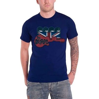 The Beatles Maglietta Unisex Blu Navy Chitarra - Maglietta The Beatles Maglietta Unisex Blu Navy Chitarra - Maglietta